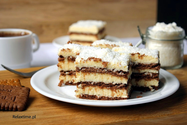 Ciasto bez pieczenia - kokosowa zebra